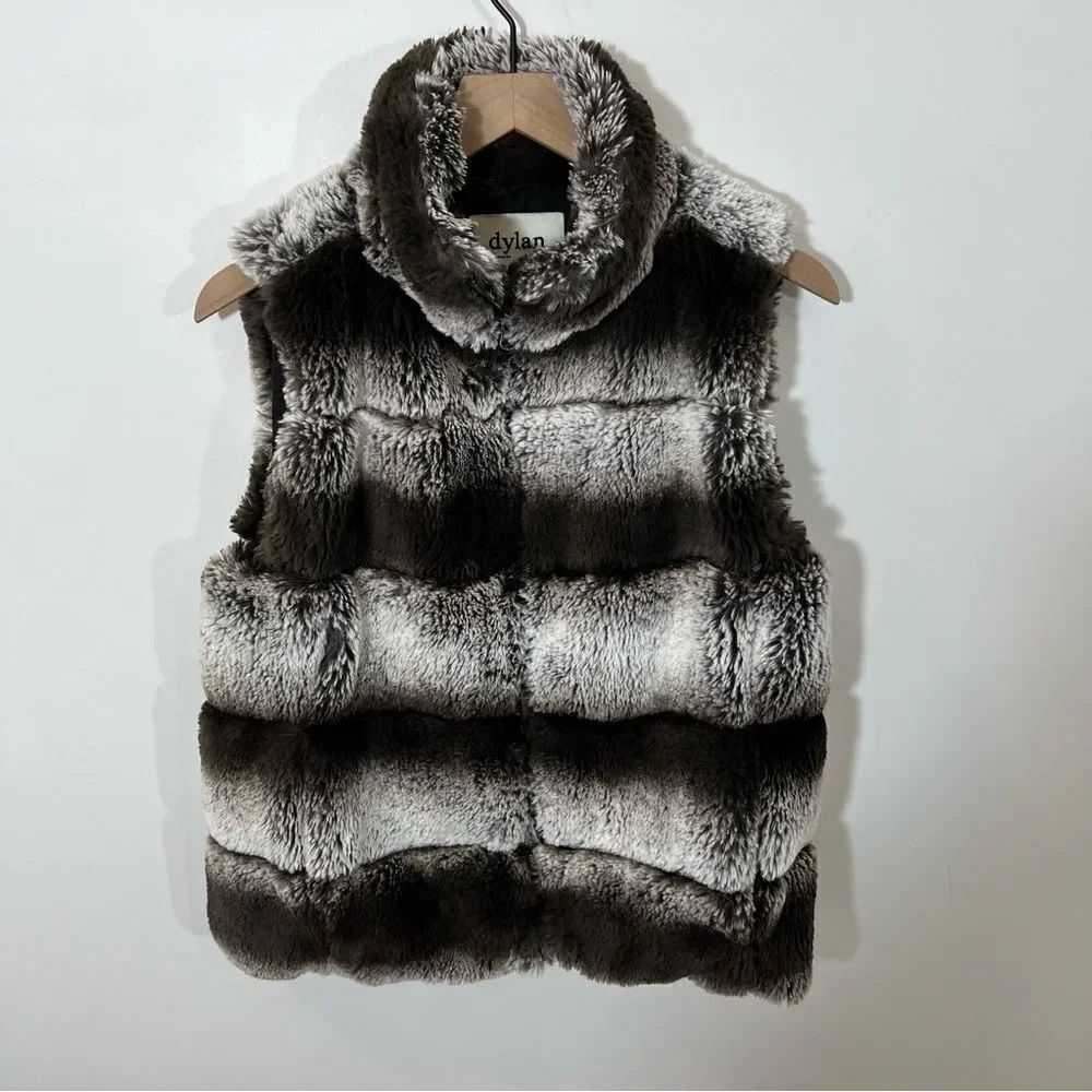 Dylan by True Grit Faux Aspen Fur Love Vest Striped | Size S